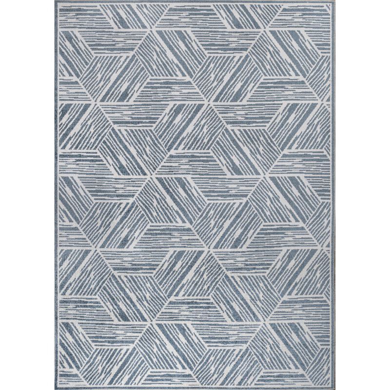 Vector Modern Coastal Geometric Machine-Washable Area Rug