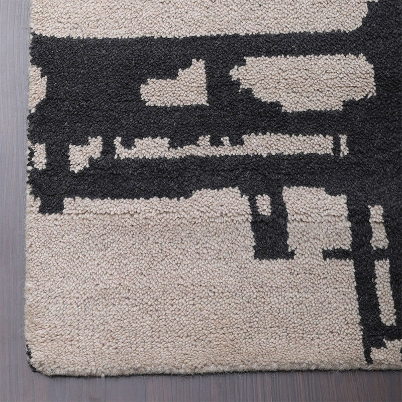 HAND KNOTTED WOOL Contemporary AREA RUGS  - Rectangle Shape, Contemporary Modern, Medium Pile Handmade Area Rugs for Living Room, Bed Room (N00065) image number 4