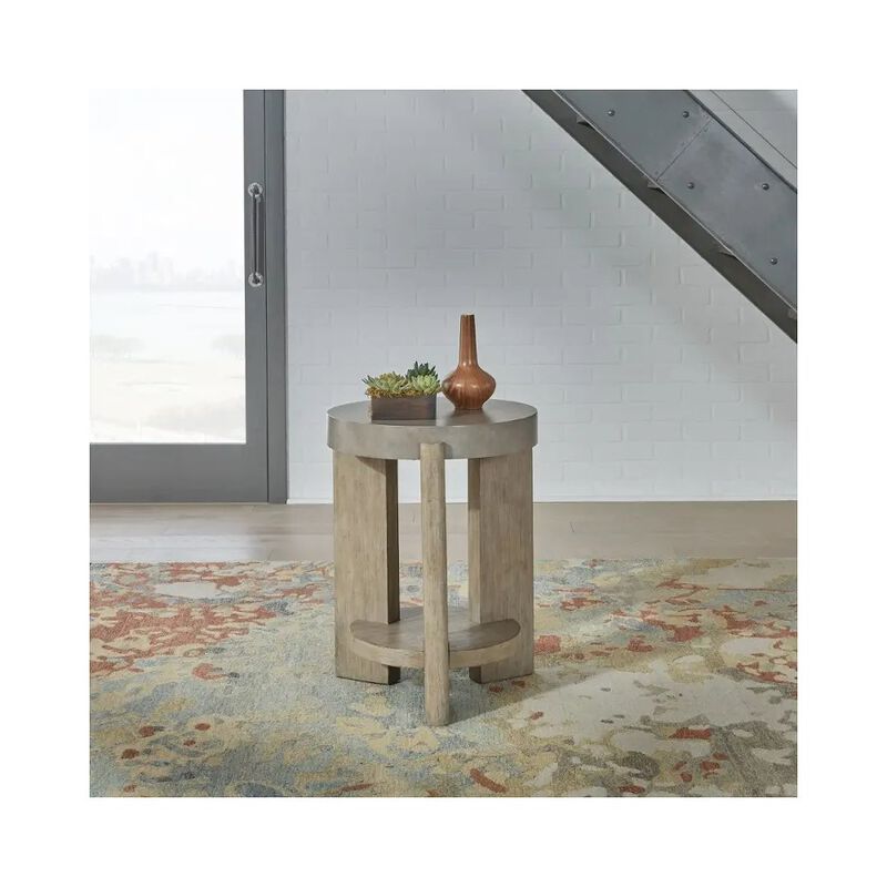 Liberty Furniture Affinity Chairside Table for Living Room - Dusty Taupe Faux Concrete Tops image number 4