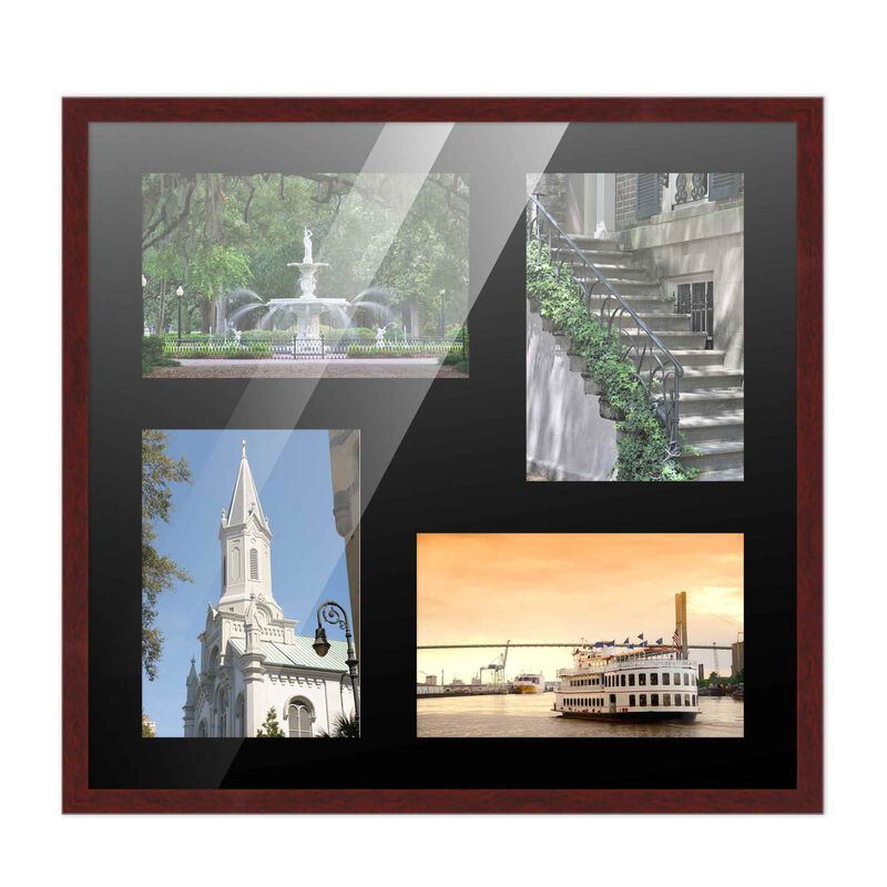 14x14 Wood Collage Frame with a Black Mat for 5x7 Pictures