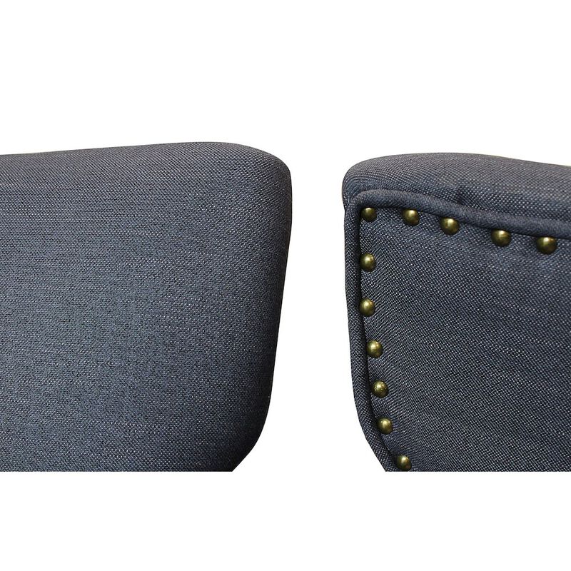 Transitional Jill Side Chair In Blue Weave Fabric in Natural 2-Piece Set