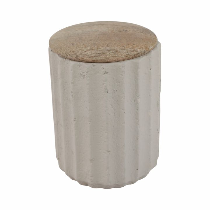 4" Ivry Ridged Pot Wood Candle