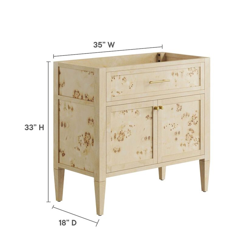 Modway EEI-6139-BUR Elysian 36" Wood Bathroom Vanity Cabinet (Sink Basin Not Included), Burgundy image number 3