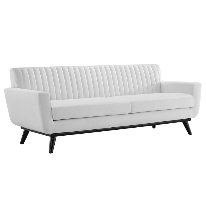 Modway Engage Channel Tufted Fabric Sofa in White