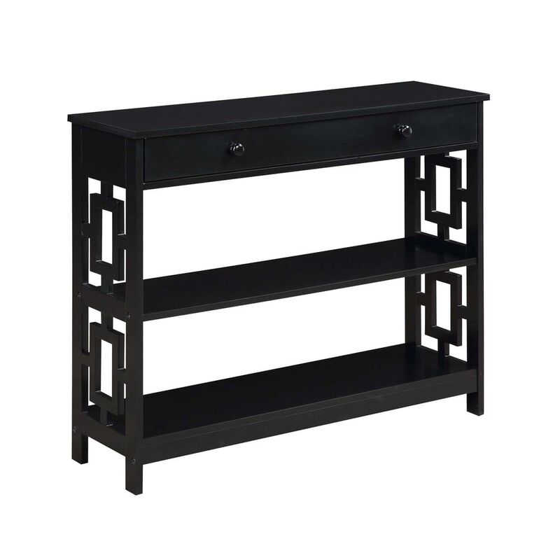 Convenience Concepts Town Square 1 Drawer Console Table, Black