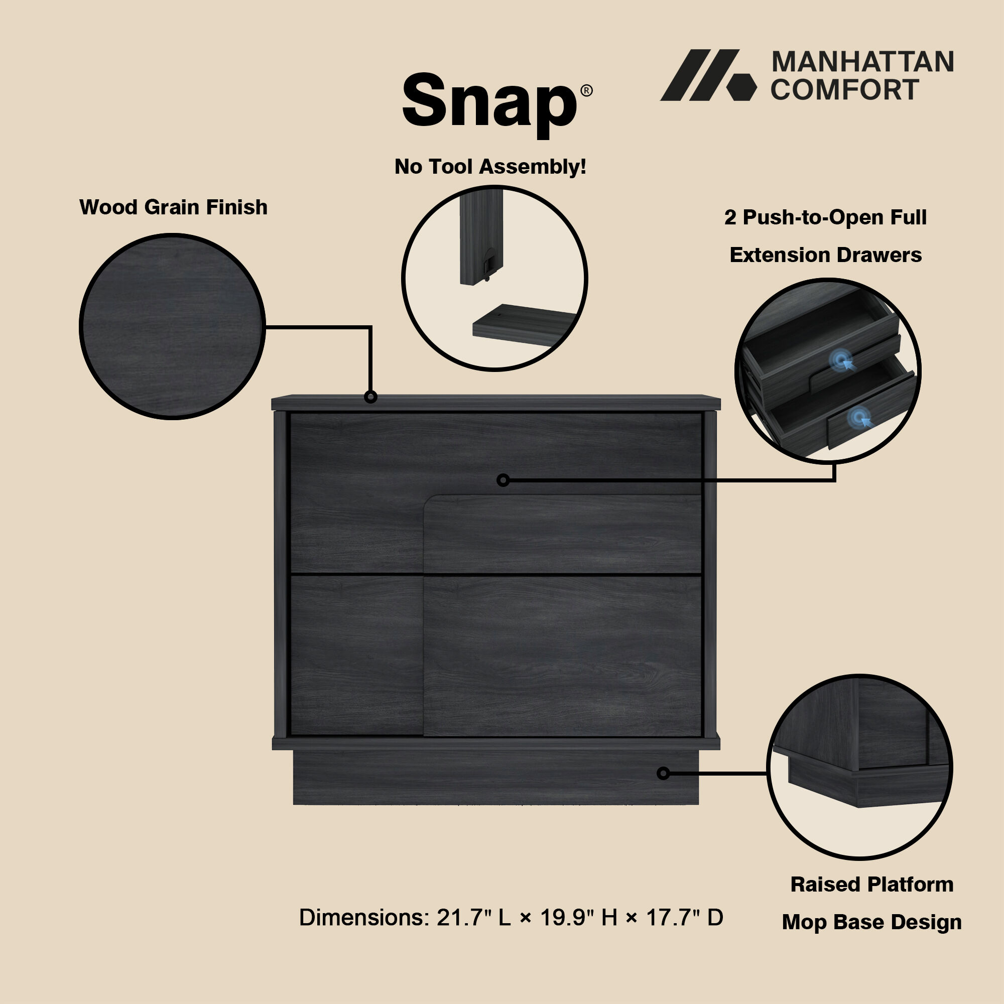 Horizon Dark Gray Nightstands (Set of 2) | Mathis Home