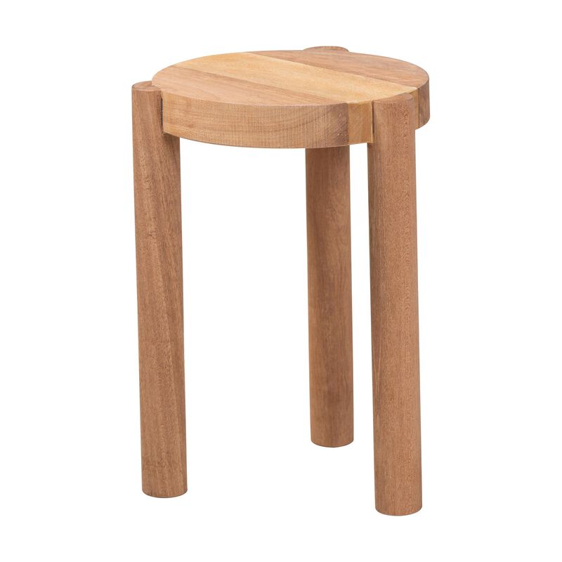 bali & pari Shadi Acacia Wood Multipurpose Accent Stool - Sculptural End Table with Tripod Base for Living Room, Bedroom or Dining Room image number 0