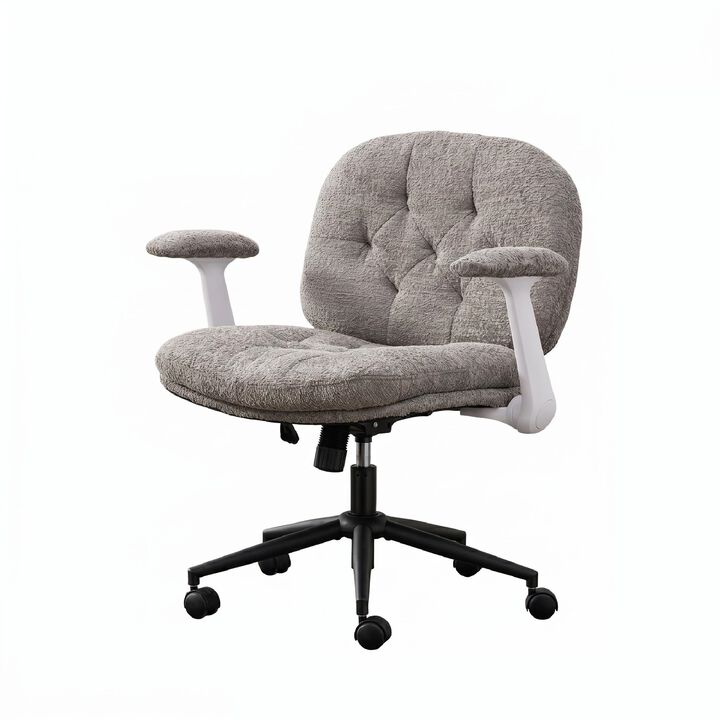 Cross Legged Chair with Flip-up Armrests, Comfy Swivel Chairs with Wide Seat