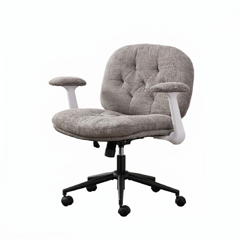 Cross Legged Chair with Flip-up Armrests, Comfy Swivel Chairs with Wide Seat image number 0