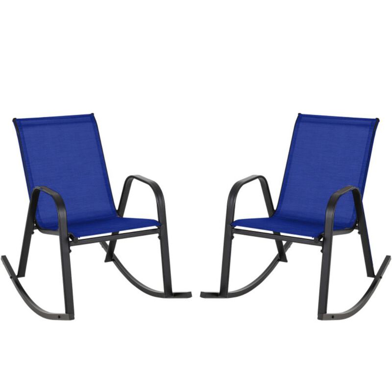 Hivvago Set of 2 Metal Patio Rocking Chair with Breathable Seat Fabric