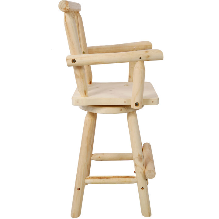 Streamdale Rustic Fir Bar Stool with Armrests and Footrest (4ft, Light Brown)