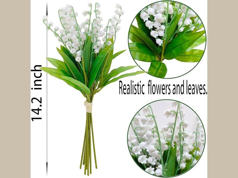 White Artificial Lily Flower Stems Outdoor Garden Porch Decor image number 2