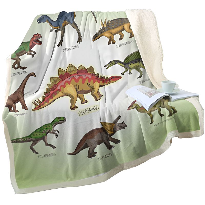 Dinosaur Sherpa Fleece Blanket &ndash; Soft & Warm Throw for All Ages