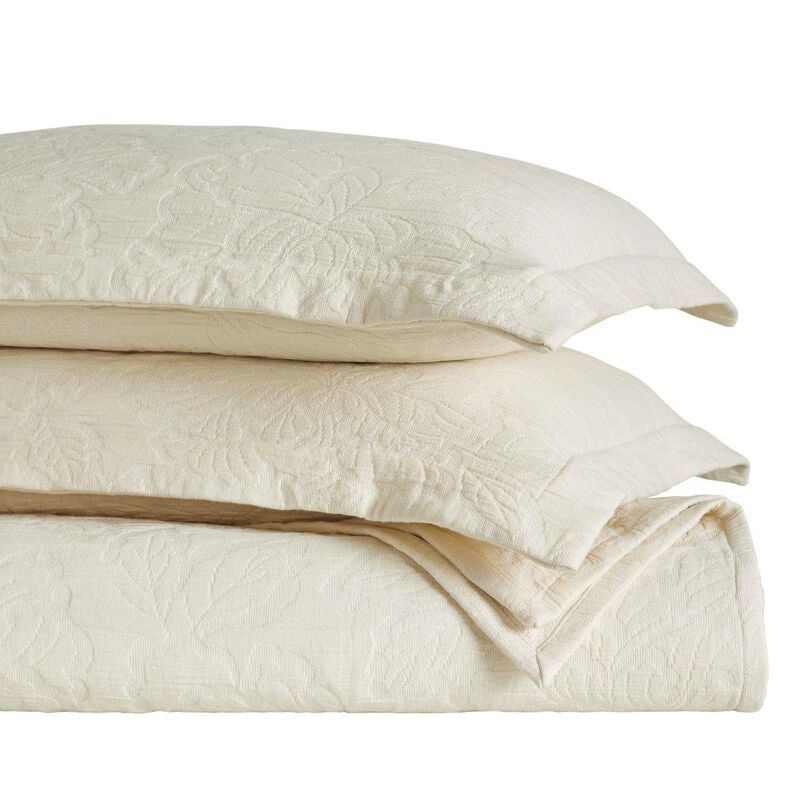 3-Piece Cotton Matelasse Bedspread Set with Floral Design image number 1