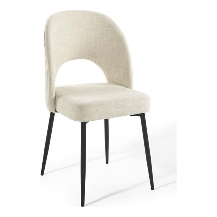 Casafoyer Rouse Upholstered Dining Chair Set of 2, Black/Beige