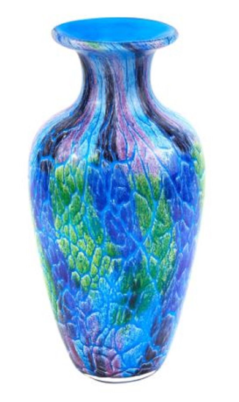 HomeRoots 10" Blue and Green Glass Abstract Round Table Vase image number 0