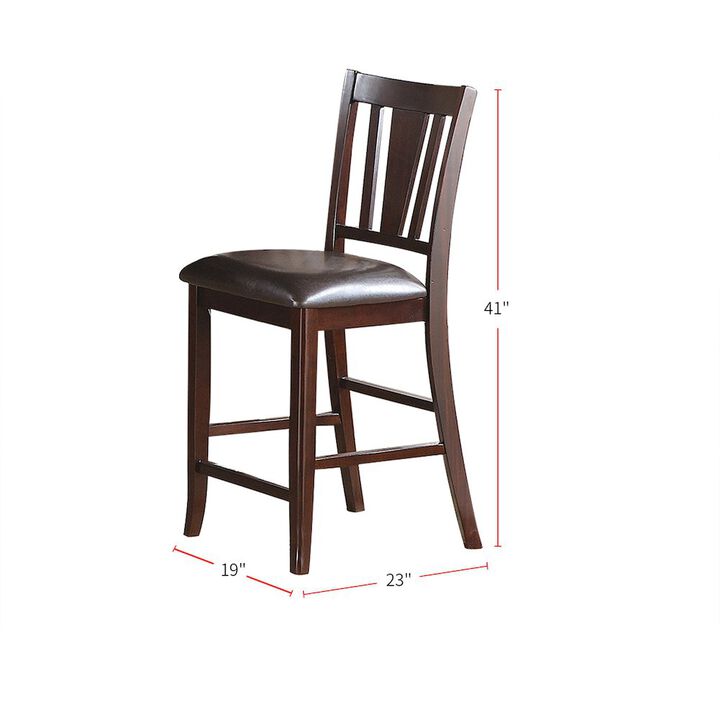 Simple Relax Darrell Upholstered Counter Height Chairs in Dark Brown Finish, Set of 2