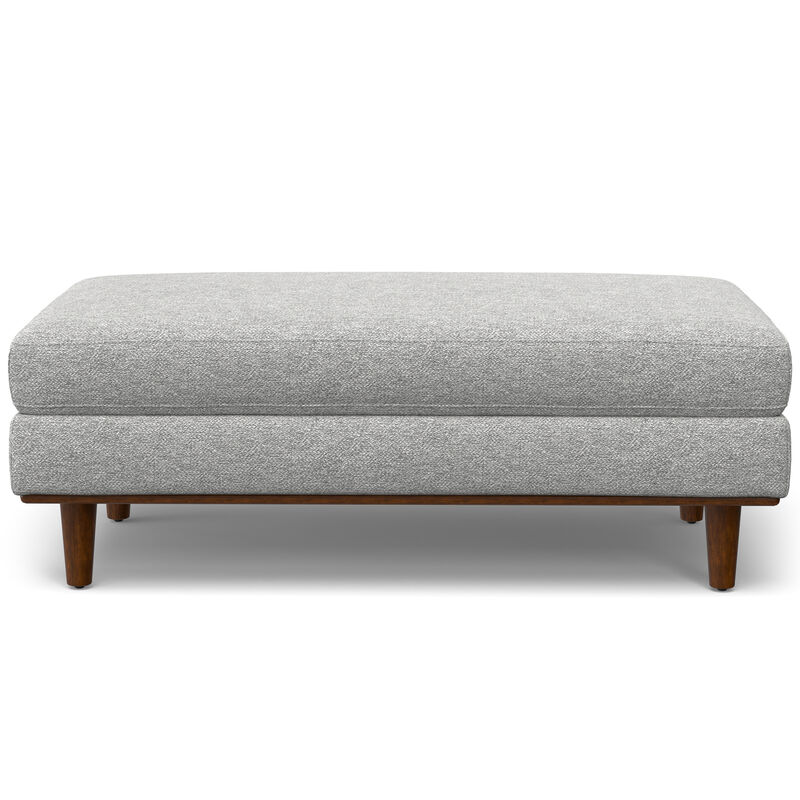 Morrison 49 inch Wide Mid-Century Modern Table Ottoman in Mist Grey Woven-Blend Fabric