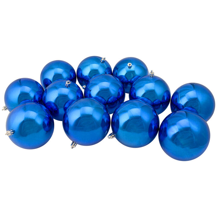 12ct Lavish Blue Shatterproof Christmas Ball Ornaments 4" (100mm)