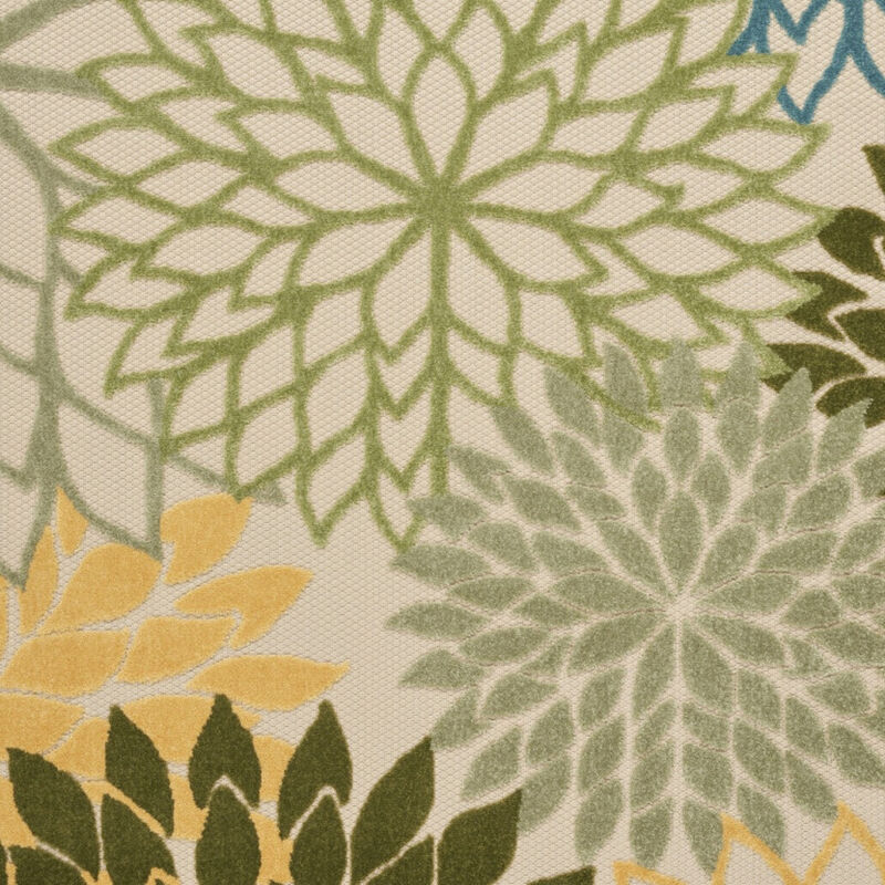 HomeRoots 5' X 8' Green Yellow And Blue Floral Indoor Outdoor Area Rug image number 5