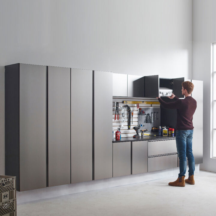 Nova Series Wood Wall Mounted Garage Cabinet in Metallic Gray