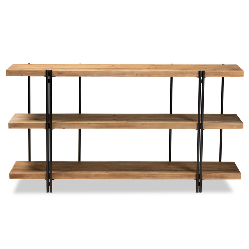 Baxton Studio Tarah Natural Brown Finished Wood And Black Finished Metal Console Table