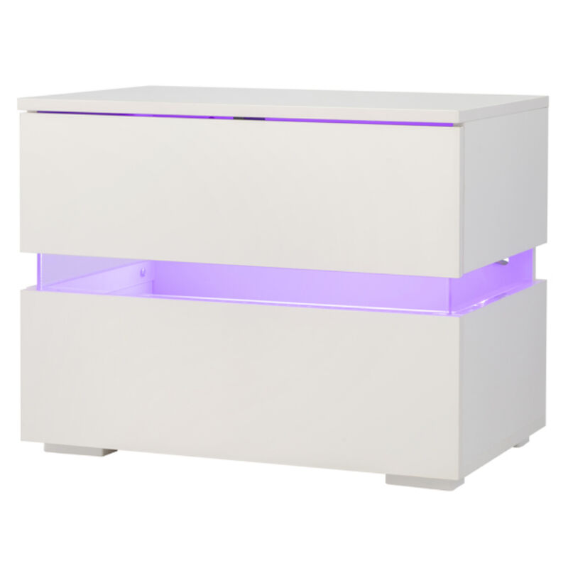 Modern Bedside Table with RGB LED Lights – Double Side Cabinet