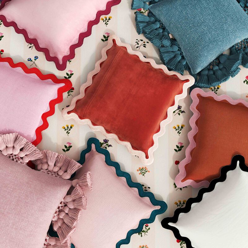 Stone Washed Blush Pink Cotton Tasseled Pillow image number 1