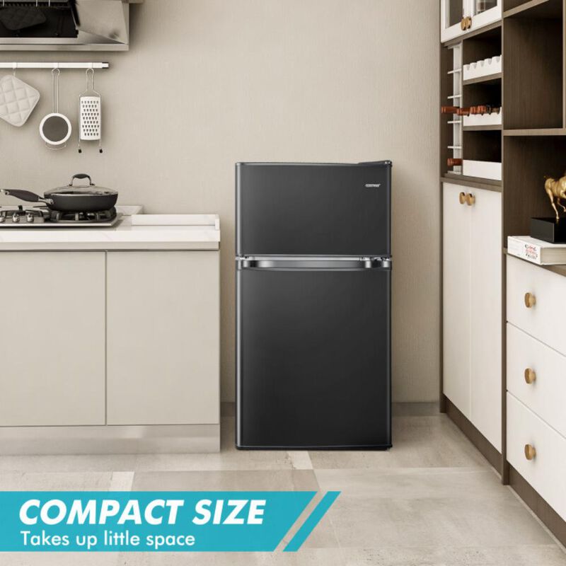 Costway 3.2 Cu. Ft Compact Mini Fridge with Adjustable Thermostat