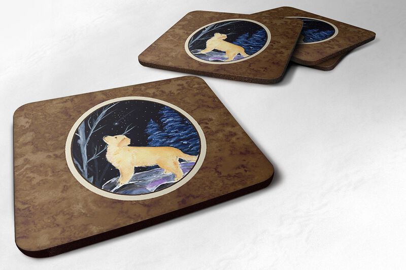 Caroline's Treasures SS8392FC Starry Night Golden Retriever Foam Coasters Set of 4 (Set of 4), 3.5 H x 3.5 W, Multicolor image number 0