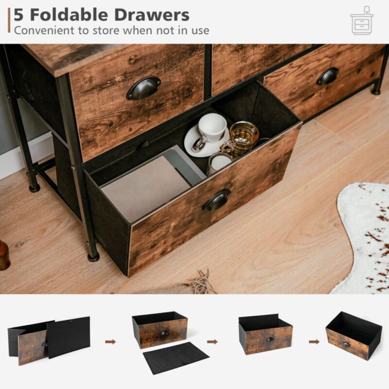 Hivvago Dresser Organizer with 5 Drawers and Wooden Top