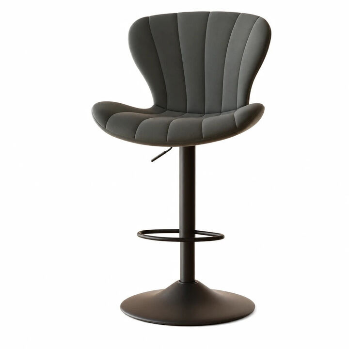 Modern Fabric Swivel Bar Stools Set of 2, Steady Adjustable Counter Height Stools with Back and Footrest, 360&deg; Kitchen Island Chairs for Kitchen Counter, Home Bar