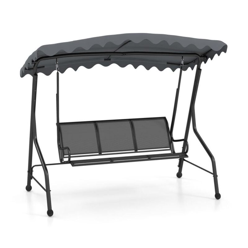 Hivvago 3-Seat Outdoor Porch Canopy Swing with Adjustable Shading