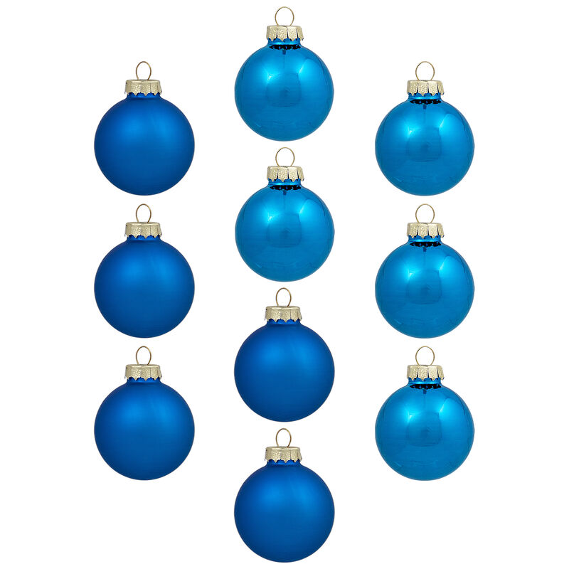 2-Finish Christmas Glass Ball Ornaments - 1.5" (40mm) - Blue - 10ct image number 1