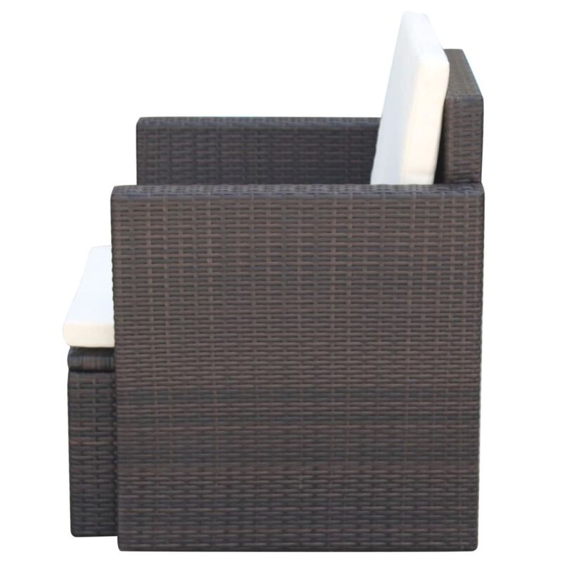 vidaXL Garden Chair with Cushions and Pillows Poly Rattan Brown