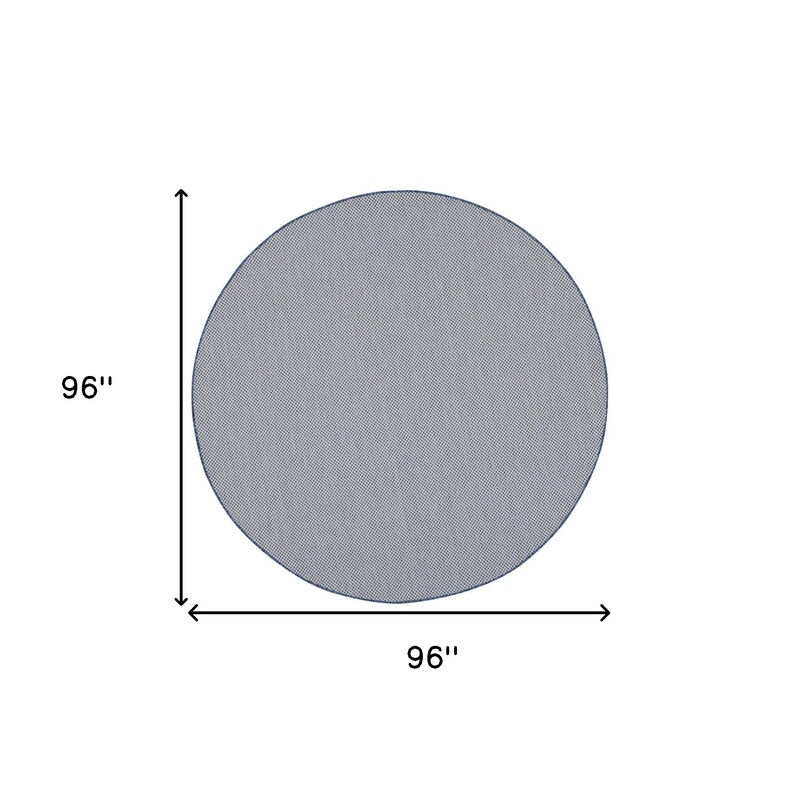 HomeRoots 8' Ivory And Blue Round Geometric Indoor Outdoor Area Rug image number 5