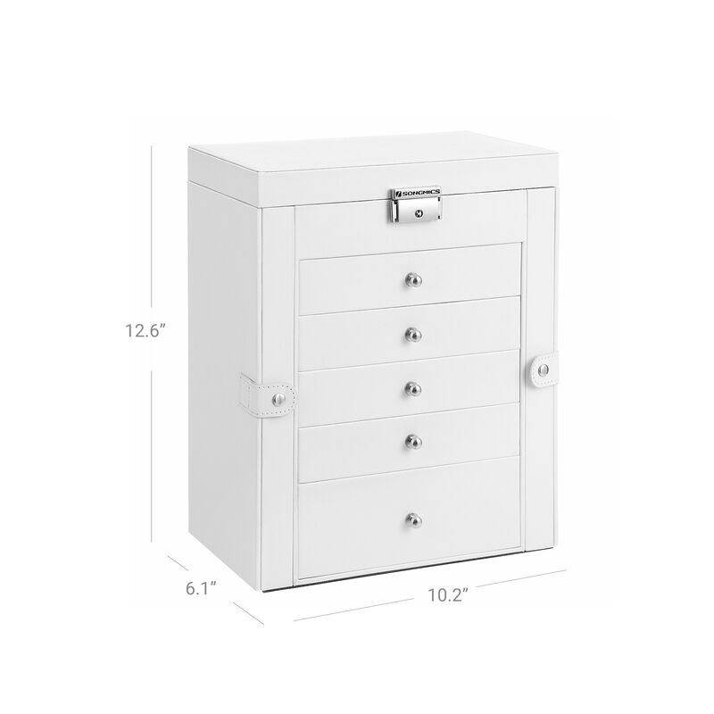 6-Tier Large Jewelry Box with Drawers, Mirror & Lock - Organizer for All Jewelry Types