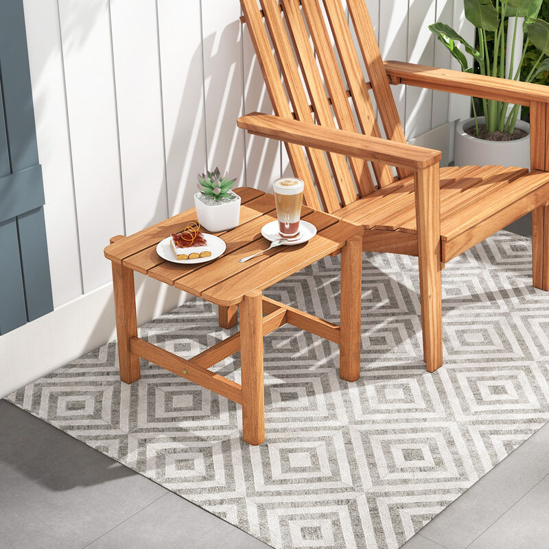 Patio Side Table with Slatted Top for Yard, Garden & Outdoor Spaces