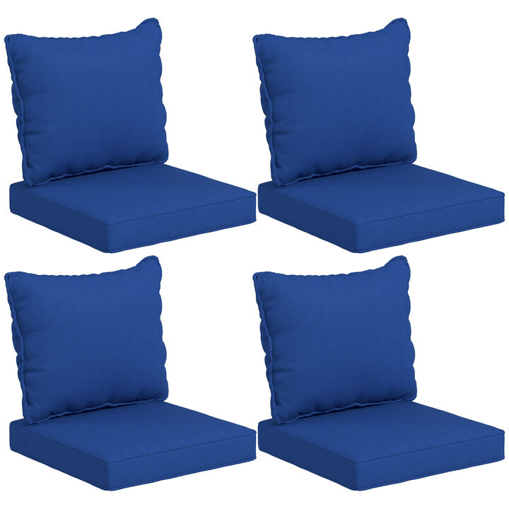 Outsunny 8-Piece Patio Chair Cushion and Back Pillow Set, Seat Replacement Patio, Cushions Set for Outdoor Garden Furniture, Navy Blue