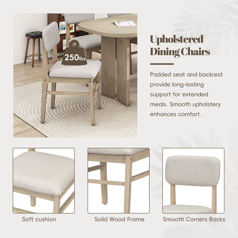 Whisen Farmhouse 6-Piece Dining Table Set with Bench and 4 Upholstered Chairs - Espresso