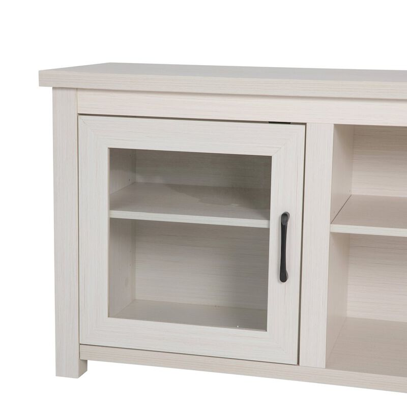 Flash Furniture Classic TV Stand up to 80" TVs - White Wash Finish with Full Glass Doors image number 6