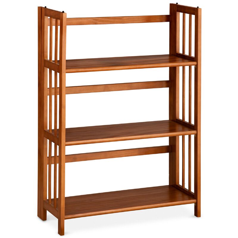 Casual Home 3-Shelf Stackable 27.5" Wide-Chestnut fold Bookcase