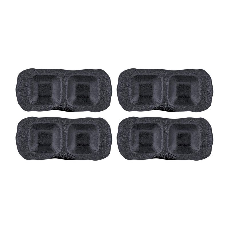 Shade 8.75" x 4" Rectangular Black Porcelain Sectional Plate (Set of 4)