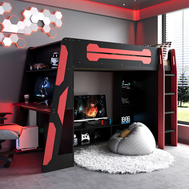Merax All-in-One Esports Gaming & Work Twin Loft Bed