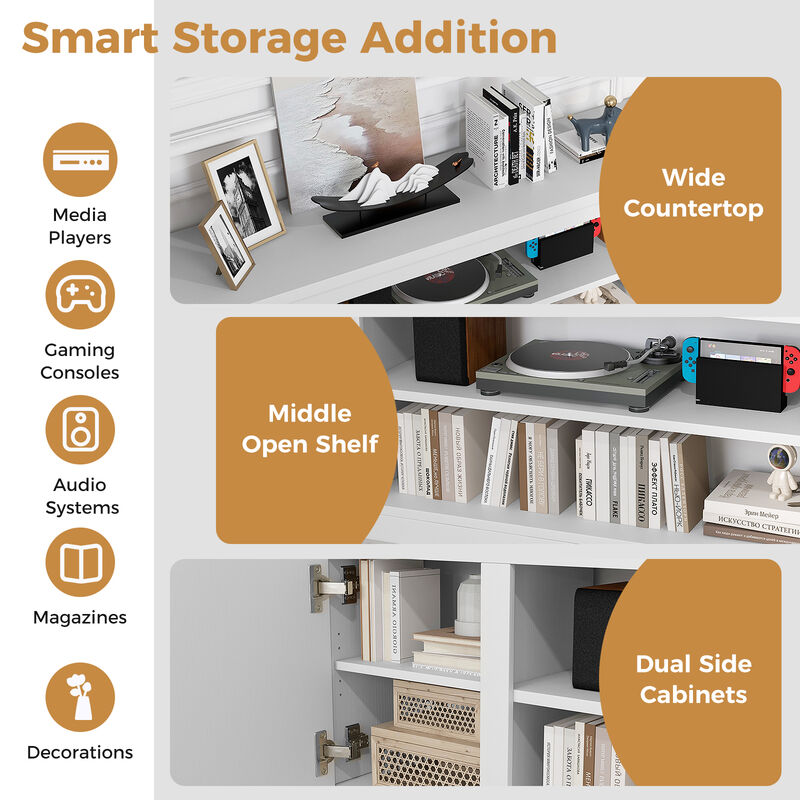 Contemporary TV Stand with Adjustable Storage & Anti-Tip Kit for TVs up to 80 Inches
