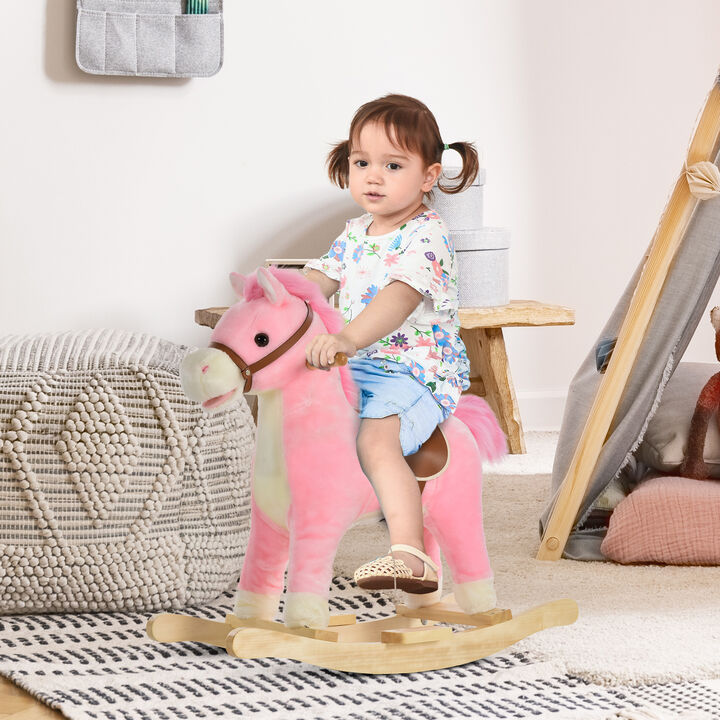 BreeBe Toddler Plush Rocking Horse with Wagging Tail