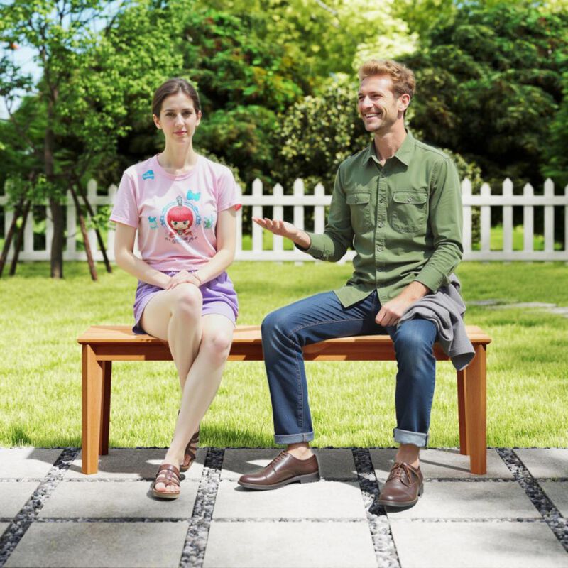 Hivvago 55 Inches Outdoor Teak Wood Bench with 880 LBS Weight Capacity