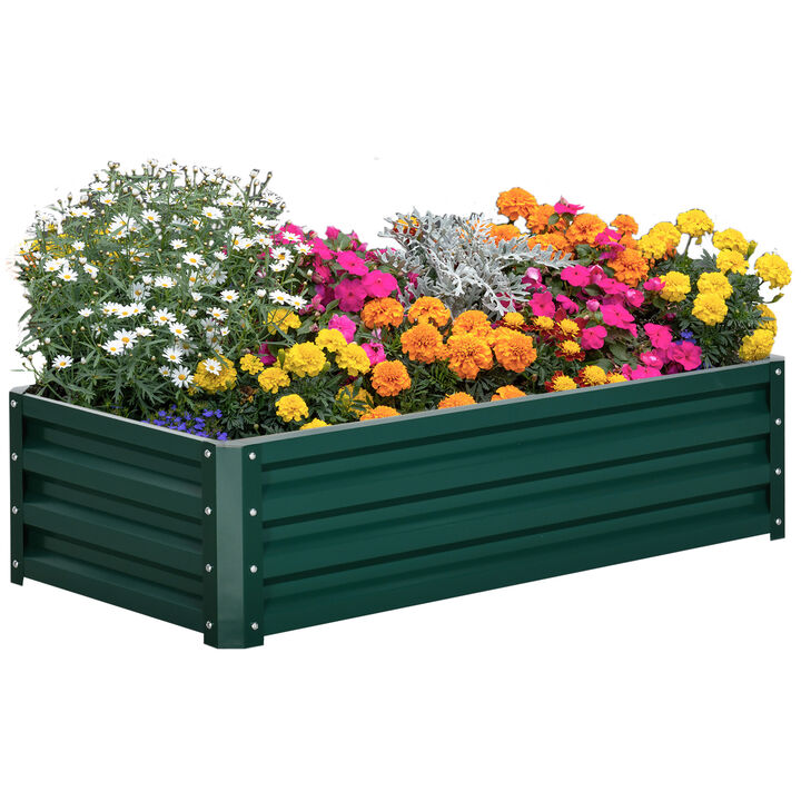 Outsunny Galvanized Raised Garden Bed, 4' x 2' x 1' Metal Planter Box, for Growing Vegetables, Flowers, Herbs, Succulents, Gray