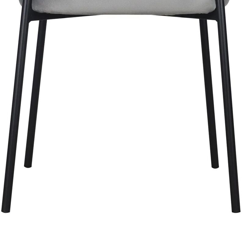 Dining Chair Set of 2, Classic Gray Fabric with Sleek Black Metal Legs