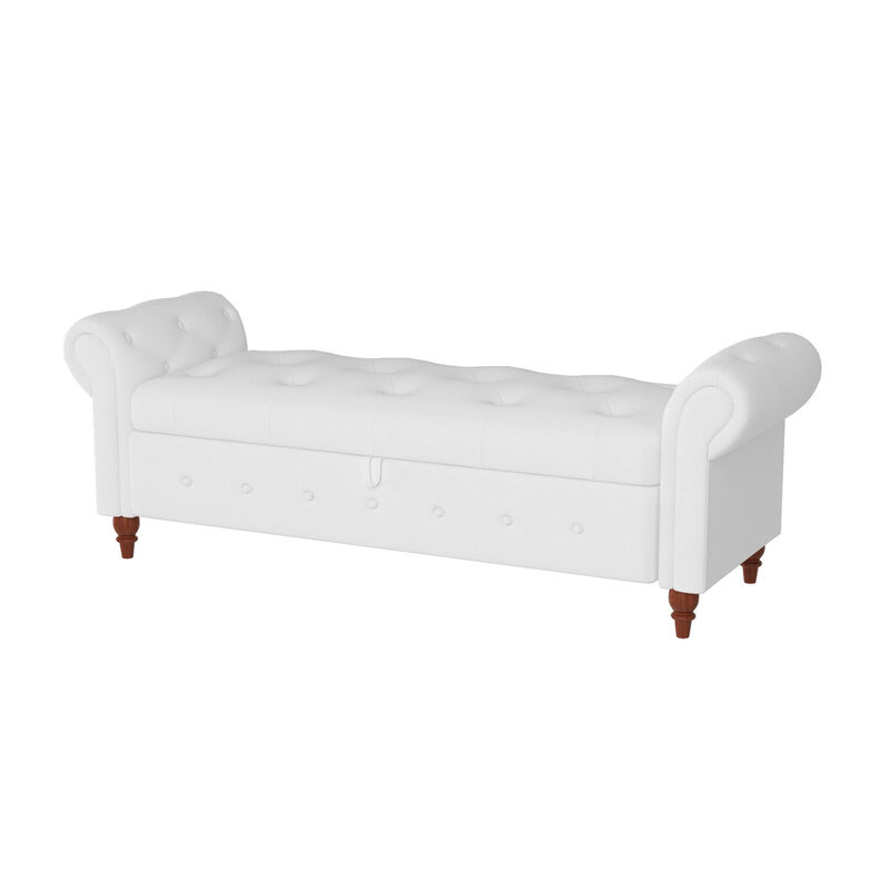 Streamdale 63'' Bed Bench Cream White Fabric image number 7